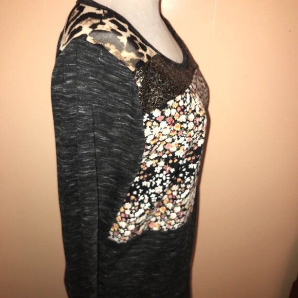 Long Sleeve Miss Me T with sequins/floral/cheetah - Picture 6 of 7